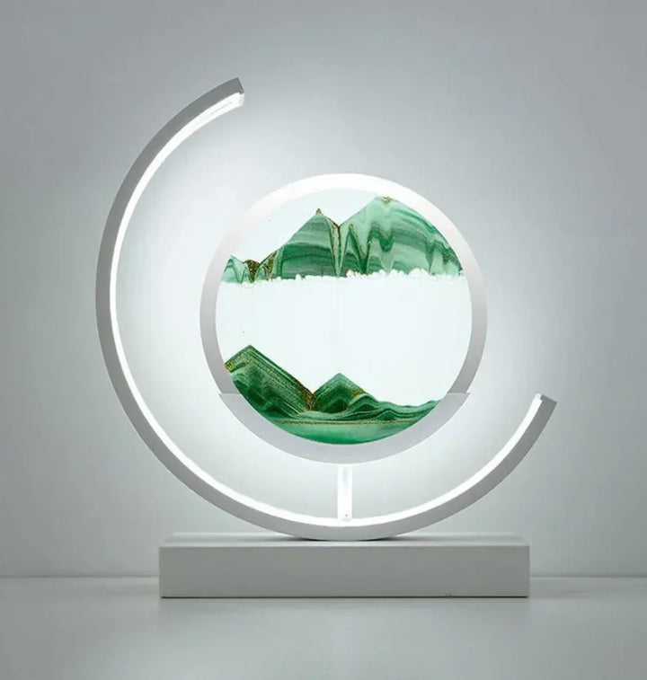 Modern home decor: LED lit dynamic sand art lamp, an artistic table lamp for contemporary spaces.