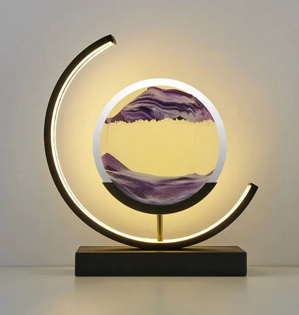 Stylish home dynamic sand art lamp with integrated LED, a unique table lamp for relaxation & decor.