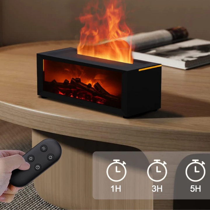 Flame effect essential oil diffuser & air humidifier for stress relief, relaxation, and fresh home fragrance.