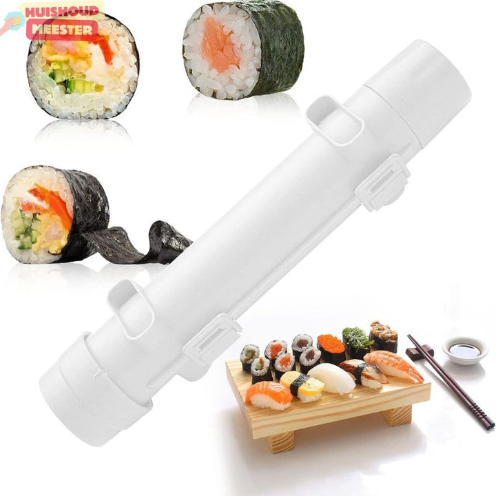Family enjoying making fresh Japanese sushi at home with the easy-to-use DIY sushi kit & cooking tools.