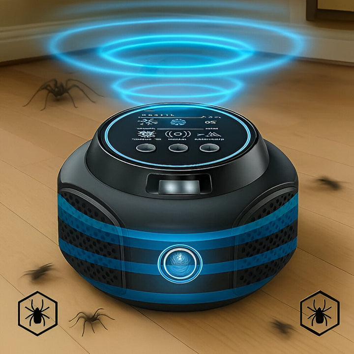 Chemical-free pest control: white ultrasonic insect repellent device for home and indoor spaces.