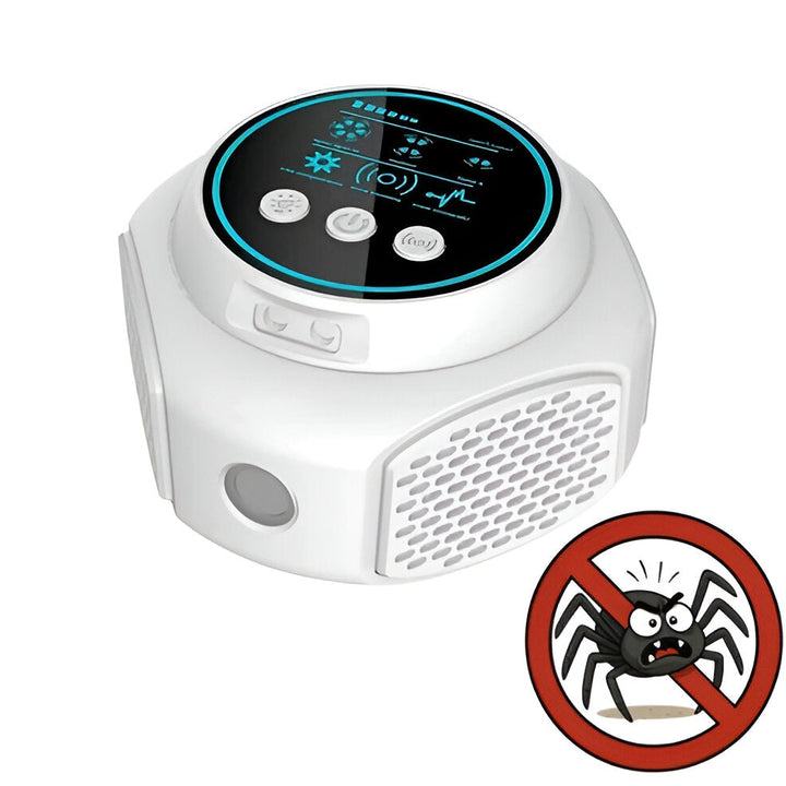 Close-up of Home Ultrasonic Spider Repeller, a simple plug-in pest control solution.