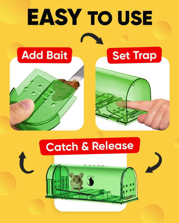 Close-up of a humane, no-kill mouse trap. Live catch design ensures safe capture & release for rodents.
