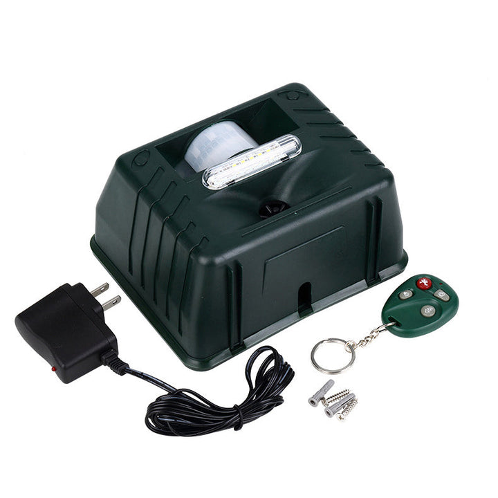 Solar-powered humane ultrasonic bird repeller; keeps woodpeckers away from home & garden.