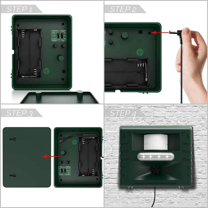 Outdoor defense: Ultrasonic woodpecker repeller for humane bird control and garden protection.