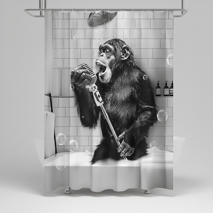 Stylish and whimsical monkey print waterproof shower curtain for modern home bathrooms