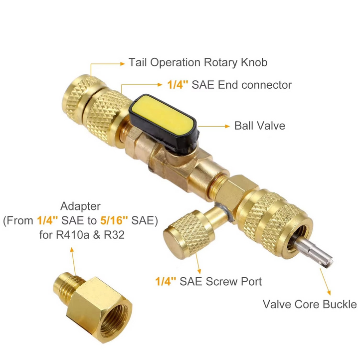 Essential HVAC valve core remover installer tool for all refrigerant system repairs.