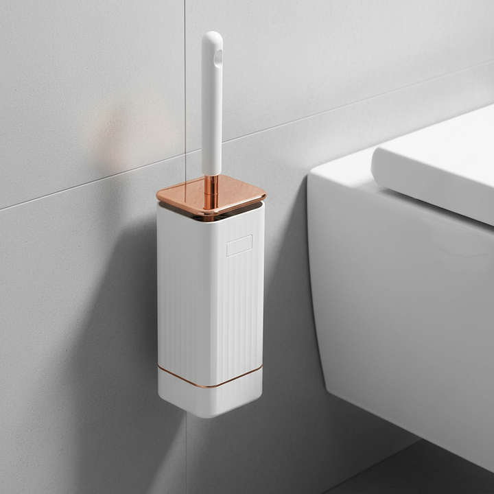 HygiaMount wall-mounted toilet brush with fast drying holder, silicone bristles for hygienic cleaning
