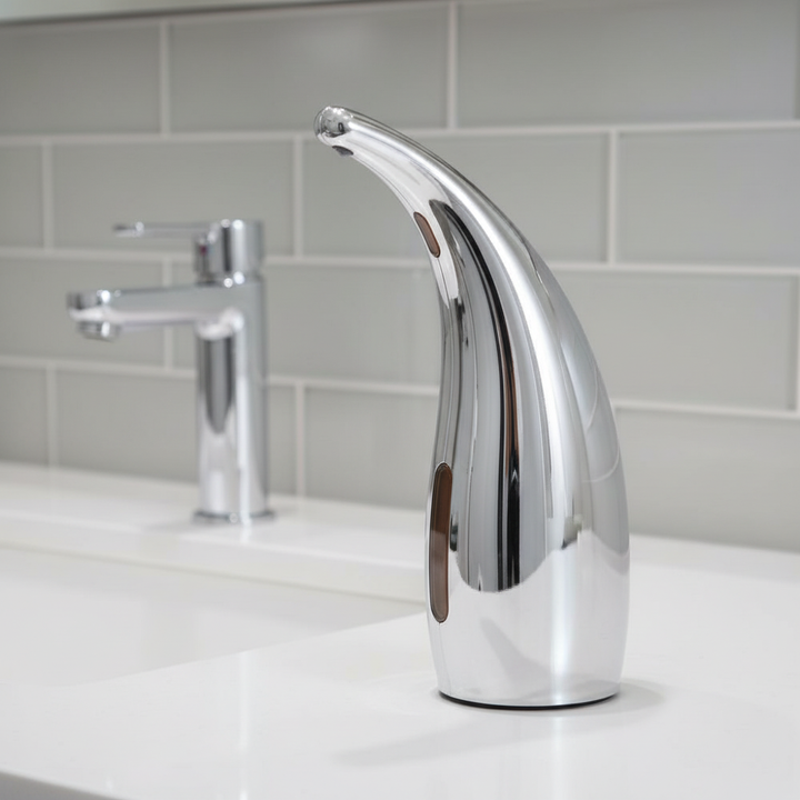 HygioFlow Automatic Sensor Liquid Soap Dispenser, modern design for touchless hygiene in bathroom or kitchen