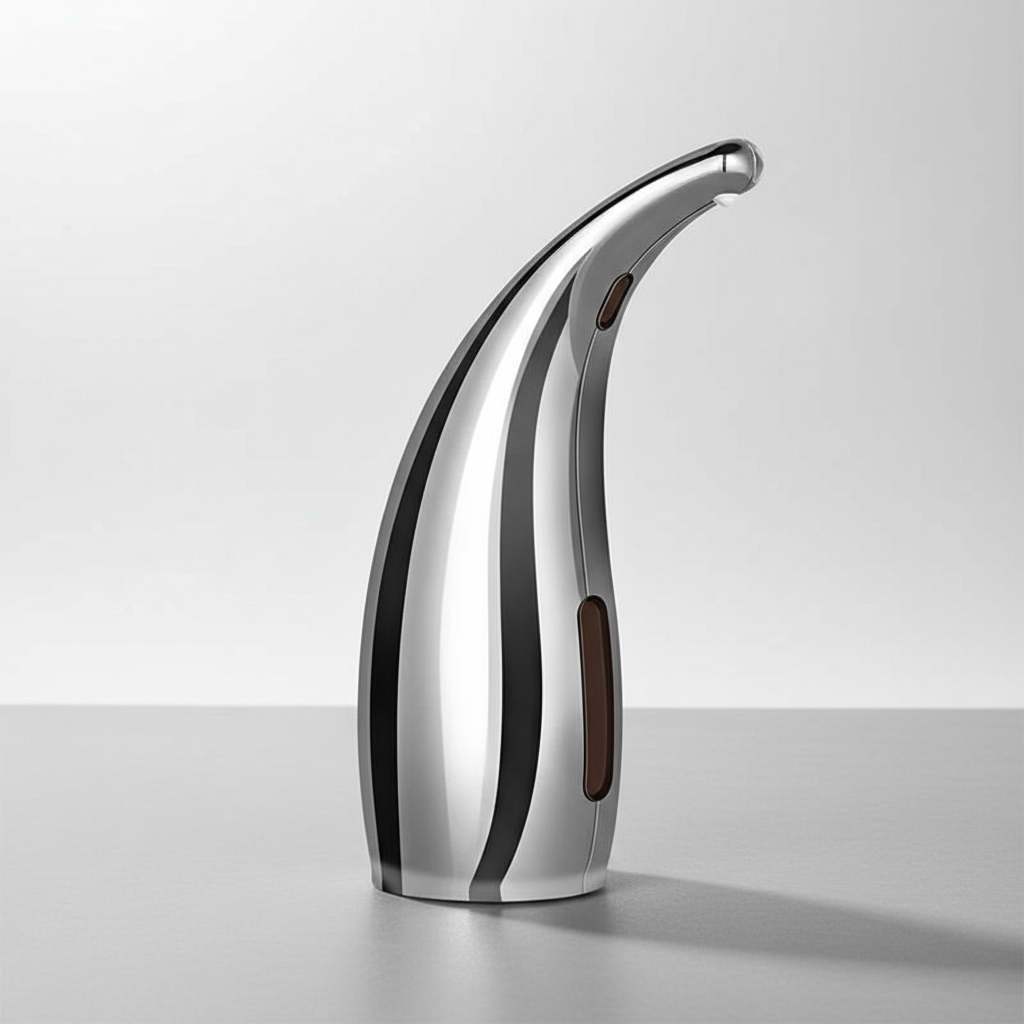 Close-up of HygioFlow touchless soap dispenser with sensor, promoting hygiene and a modern aesthetic