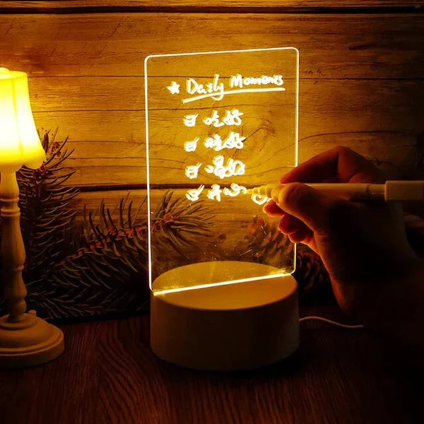 GlowPad LED message board, a unique illuminated notepad & creative gift for home decor or desk organization.