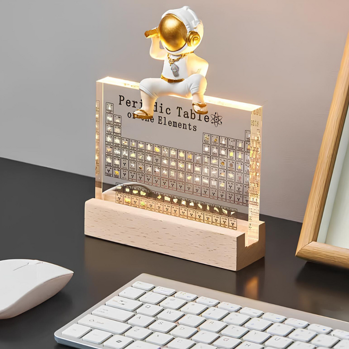 Tabletop Illuminated Periodic Table with Real Elements, a conversations starter for science lovers