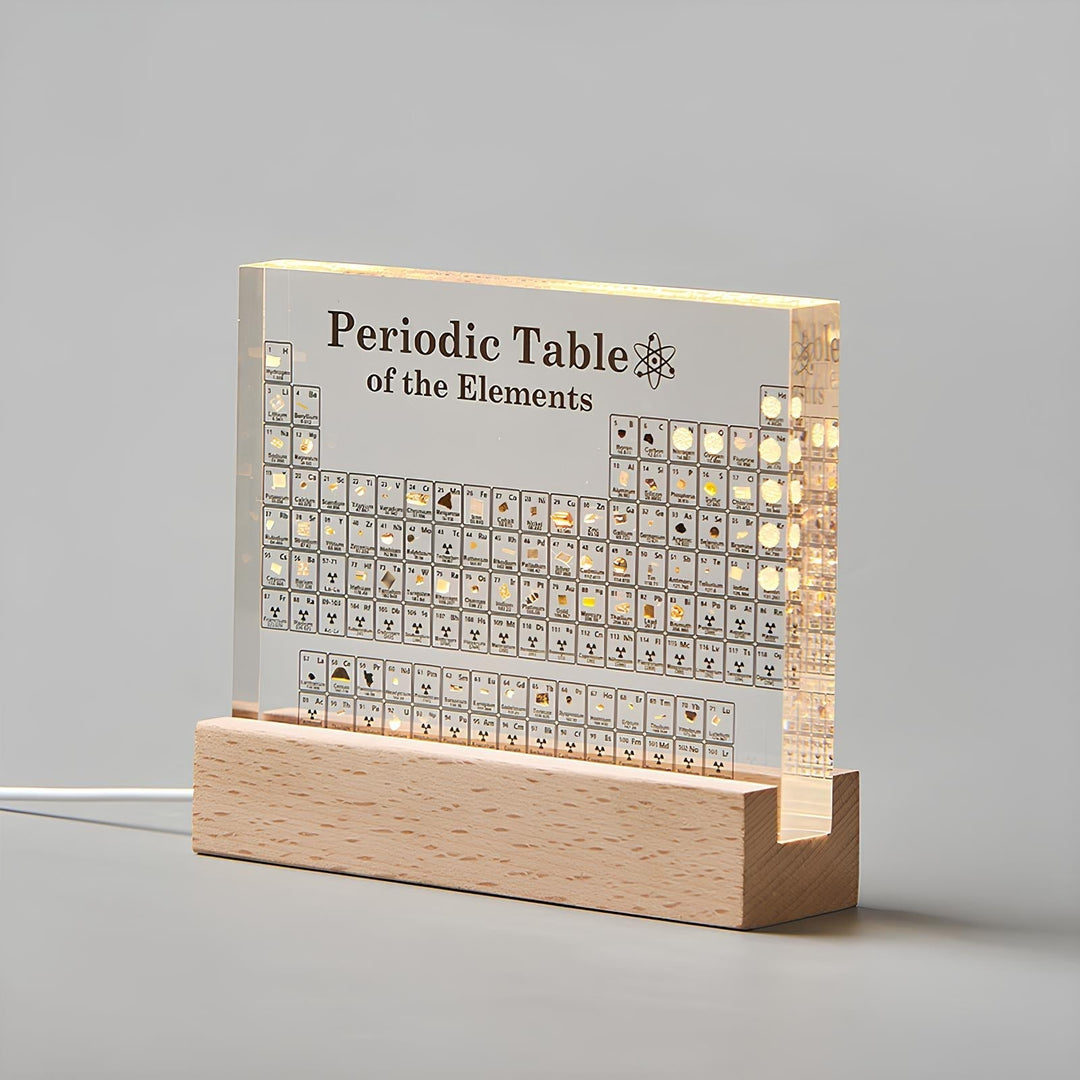 Gift-ready Illuminated Periodic Table with Real Elements, combining education and elegant design