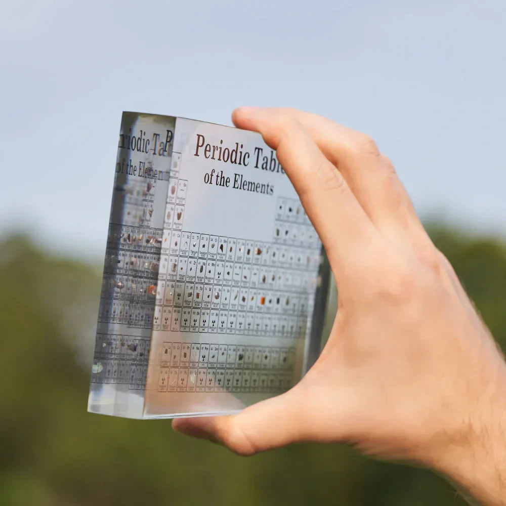 Stylish Illuminated Periodic Table with Real Elements, brightening any room with a scientific touch