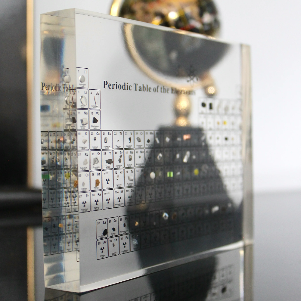 Elegant Illuminated Periodic Table, a blend of science decor and genuine element display