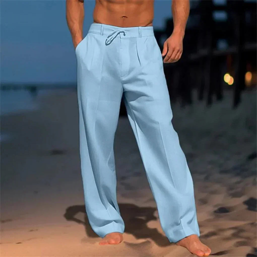 Men's Relaxed Drawstring Dress Pants for Summer Comfort