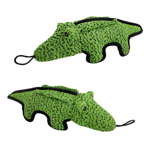 Interactive bear-shaped squeaker dog toy. Indestructible for heavy chewers, promoting engaging pet play.