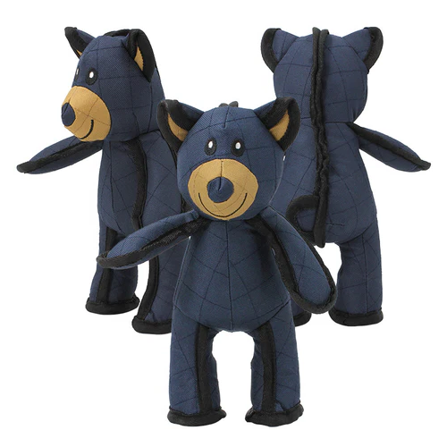Heavy-duty interactive bear dog toy. Designed for strong, aggressive chewers, offering durable pet play.