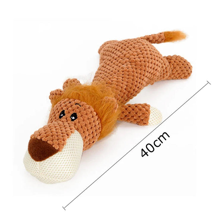 Heavy-duty plush squeaky dog toy for aggressive chewers. Durable & interactive pet supplies.