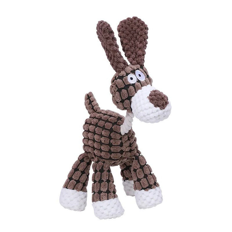 Indestructible plush dog toy, perfect chew for aggressive chewers, provides durable fun.