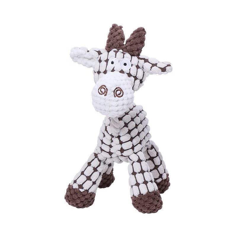 Durable plush dog toy for dental health, an indestructible chew for strong aggressive chewers.