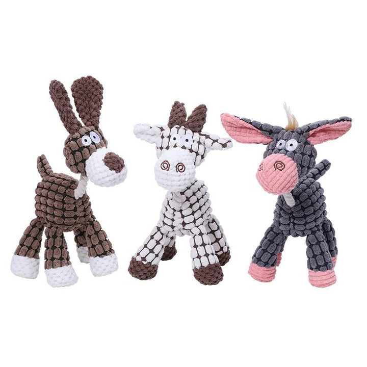 Long-lasting plush dog toy, an indestructible chew for aggressive chewers, with squeaky feature.