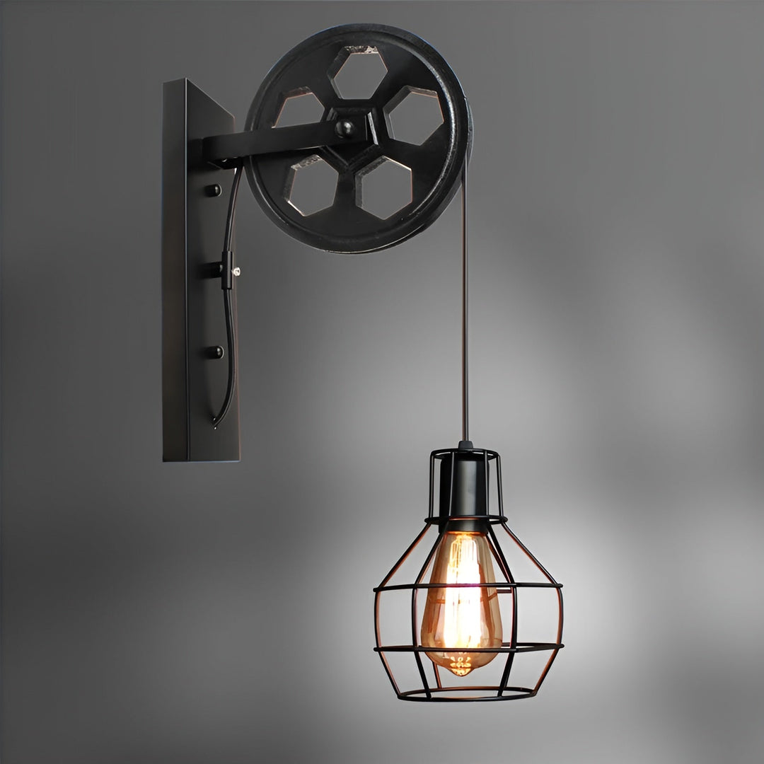 Industrial LED wall lamp, metal finish. Perfect modern vintage home decor for living room or bedroom.
