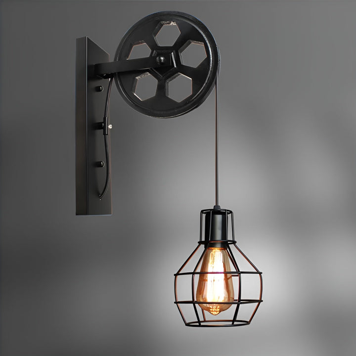 Industrial LED wall lamp, metal finish. Perfect modern vintage home decor for living room or bedroom.