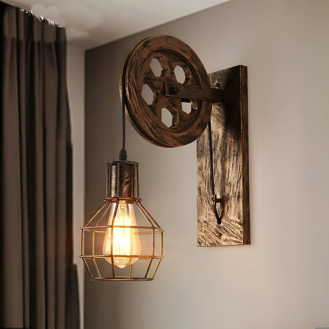 Sleek metal industrial wall lamp with vintage charm. Ideal LED lighting for modern home decor or office space.