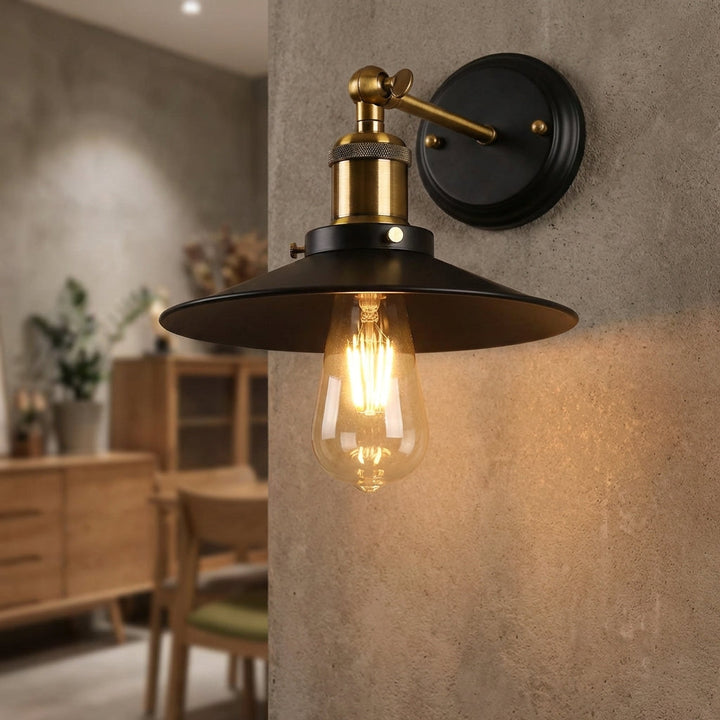 Industrial wall sconce light fixture, Noctelux vintage metal lamp, perfect for bedroom or living room lighting.