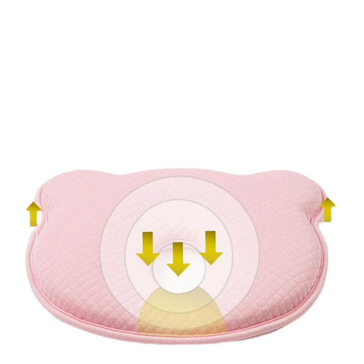 Nursery essential: memory foam infant head support pillow for baby comfort & flat head prevention.