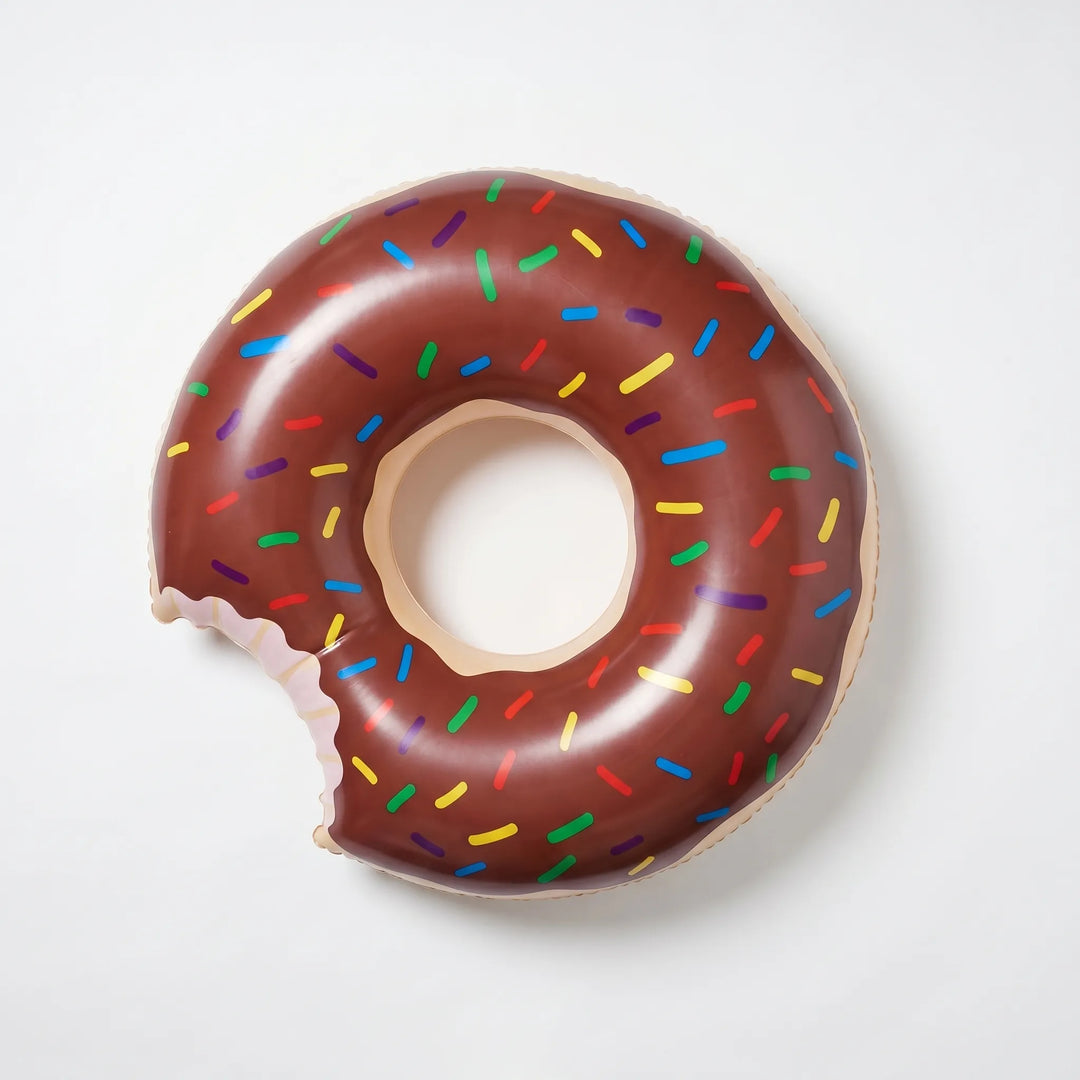 Durable inflatable donut pool float for ultimate relaxation & water play.