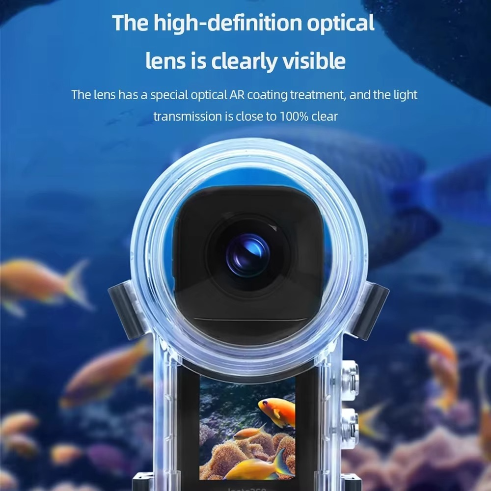 Insta360 X3 underwater housing for diving & snorkeling, ensuring clear shots with an invisible seam.