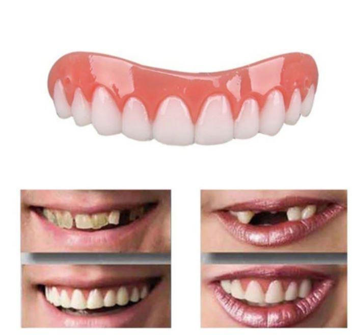 Instant artificial teeth cover for a flawless, perfect smile. Cosmetic dental solution for a quick smile makeover.