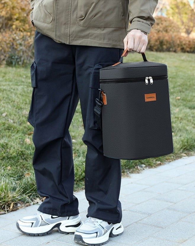 Stylish insulated double wine bottle cooler bag for outdoor events & travel. Keeps beverages chilled, perfect gift.
