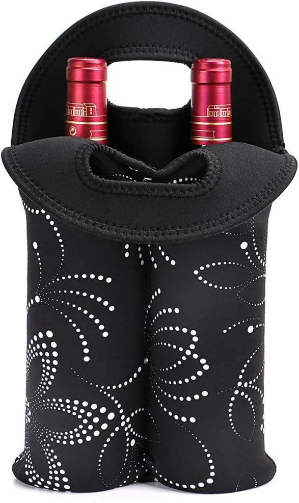 Premium neoprene wine travel bag, protects & insulates two bottles.