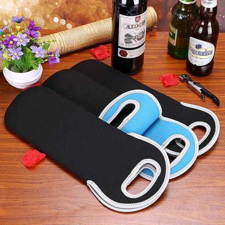 Durable neoprene dual wine carrier, excellent for protecting bottles.