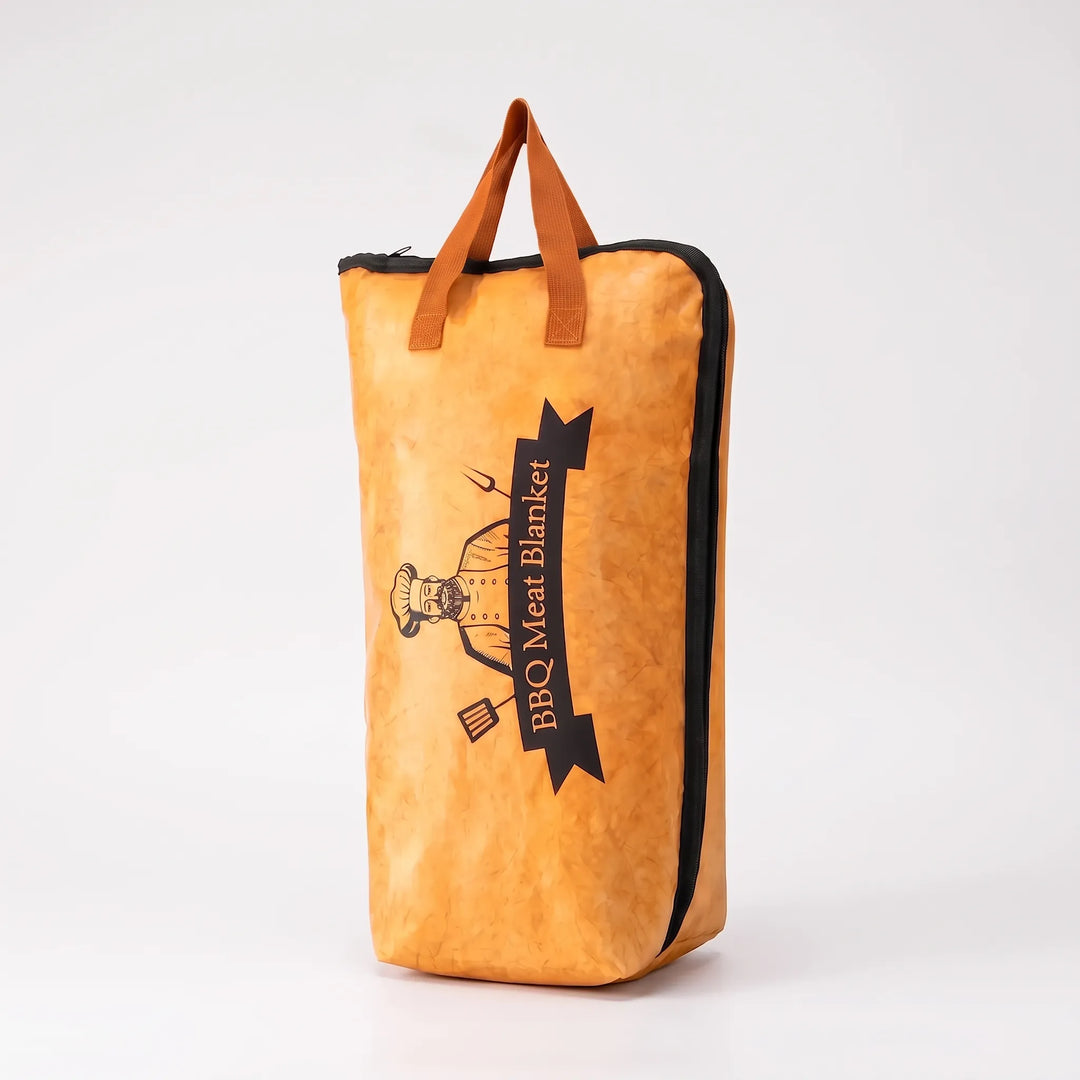 Insulated food warmer bag for meat resting. Perfect for outdoor cooking, BBQ, & keeping roasts hot. Food carrier.