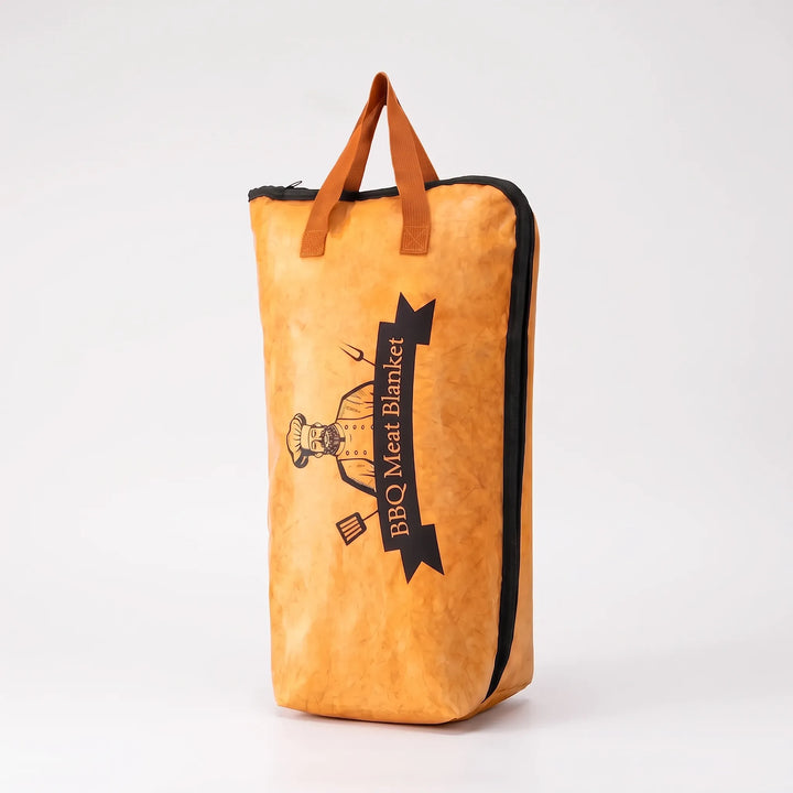 Insulated food warmer bag for meat resting. Perfect for outdoor cooking, BBQ, & keeping roasts hot. Food carrier.