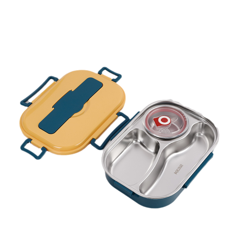 Insulated stainless steel lunch box, keeps meals hot & fresh for hours. Leak-proof food container for daily use.