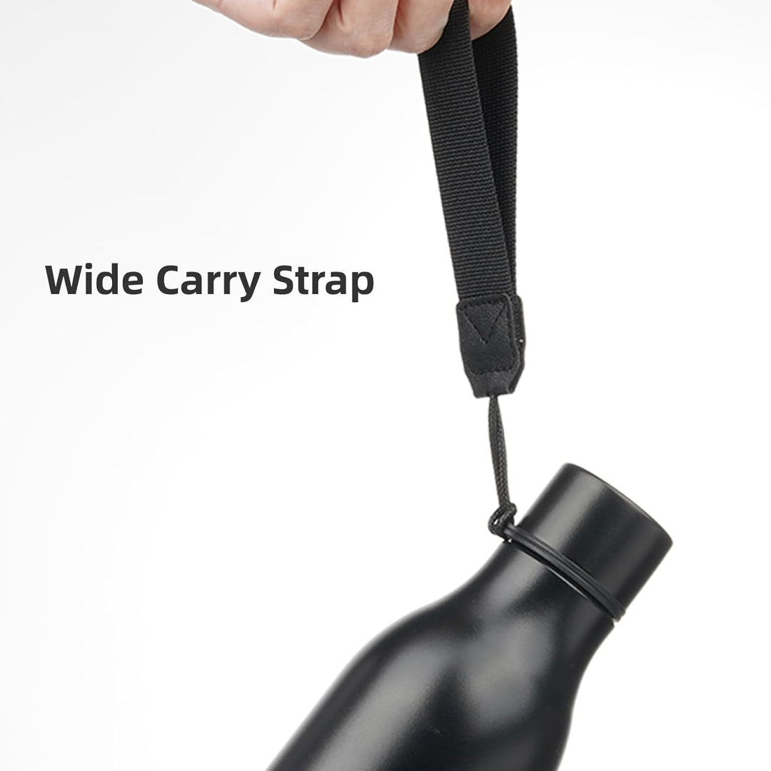 Leak-proof insulated gym water bottle, perfect for workouts & hydration with strap.
