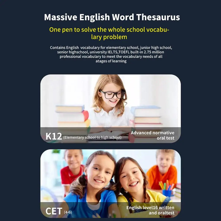 Learning tool: digital translation pen with 123 language options, perfect for language acquisition and reading