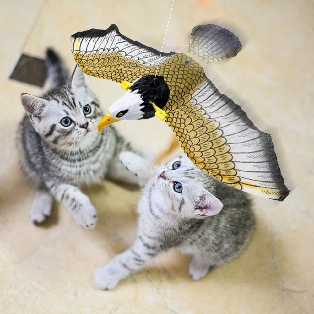 Interactive cat toy featuring a fluttering bird for active play and exercise.
