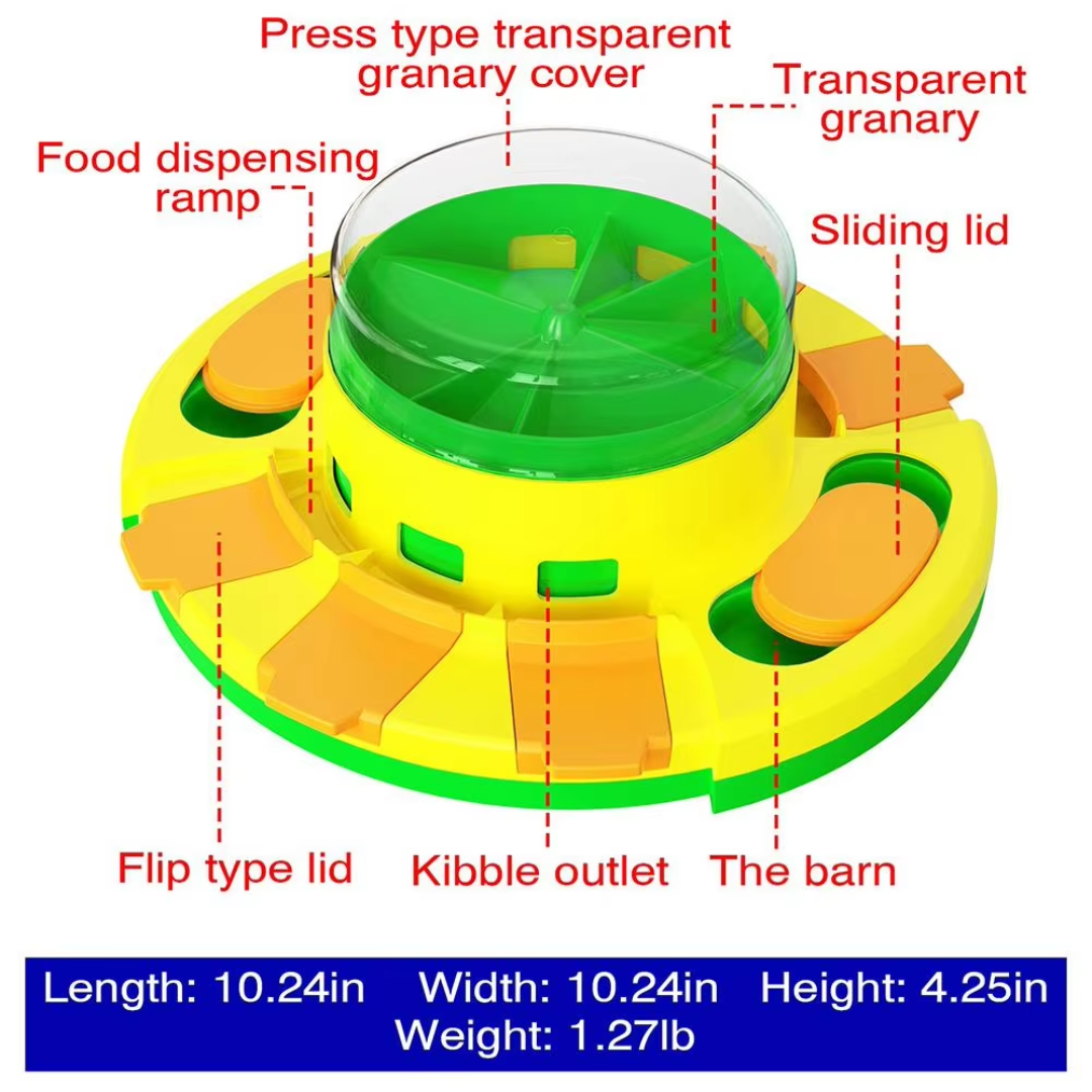 Interactive dog toy and feeder, designed for mental stimulation and healthy eating habits