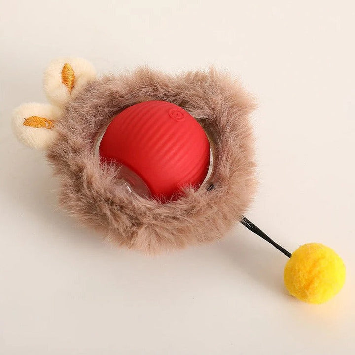 Dogs' interactive rolling ball toy with a wagging tail encourages active play, chase, & independent fun for pets.