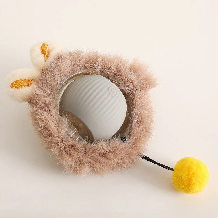 Rolling ball dog toy with tail, an interactive pet accessory for active play. Durable & engaging for independent fun.