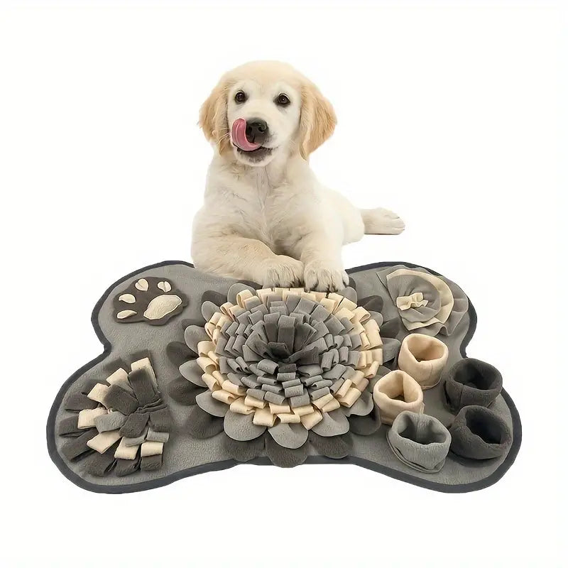 Pet enrichment snuffle mat. Slow feeder dog toy for engaging foraging & mental stimulation. Washable design.