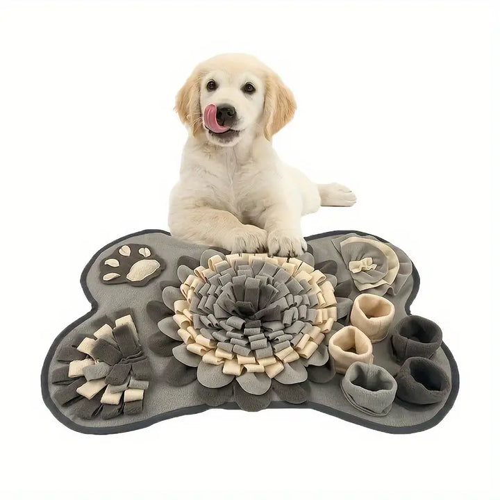 Pet enrichment snuffle mat. Slow feeder dog toy for engaging foraging & mental stimulation. Washable design.