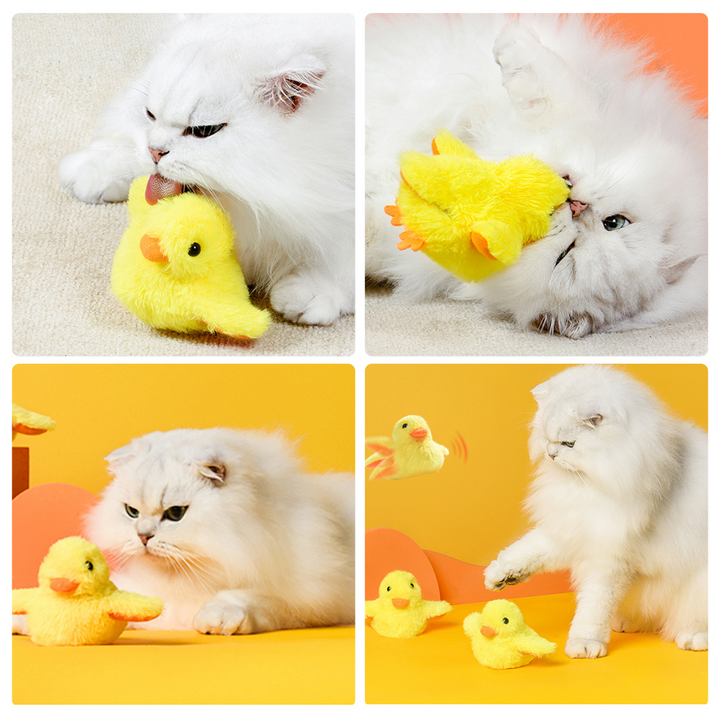 Rechargeable Flapping Duck toy engaging cats, promoting activity & entertainment for kittens & adults.