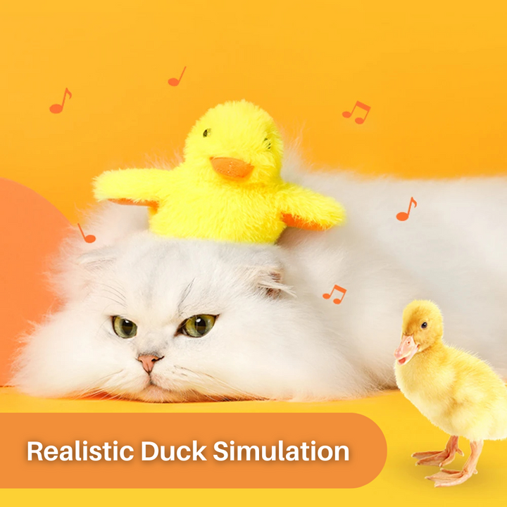 Plush Flapping Duck cat toy, soft yet durable for active play. Rechargeable for endless feline fun.
